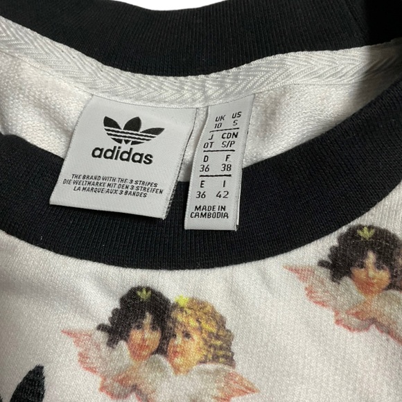 Adidas x Fiorucci All Over Angels Cherub Crop T-Shirt Top Size Small​ - Picture 10 of 16